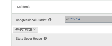 Select congressional district as part of filter for voter list